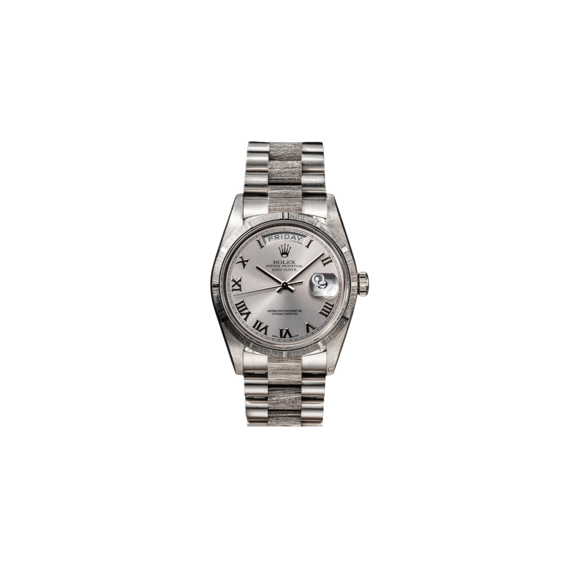 1993 Rolex 18K White Gold Bark Day-Date