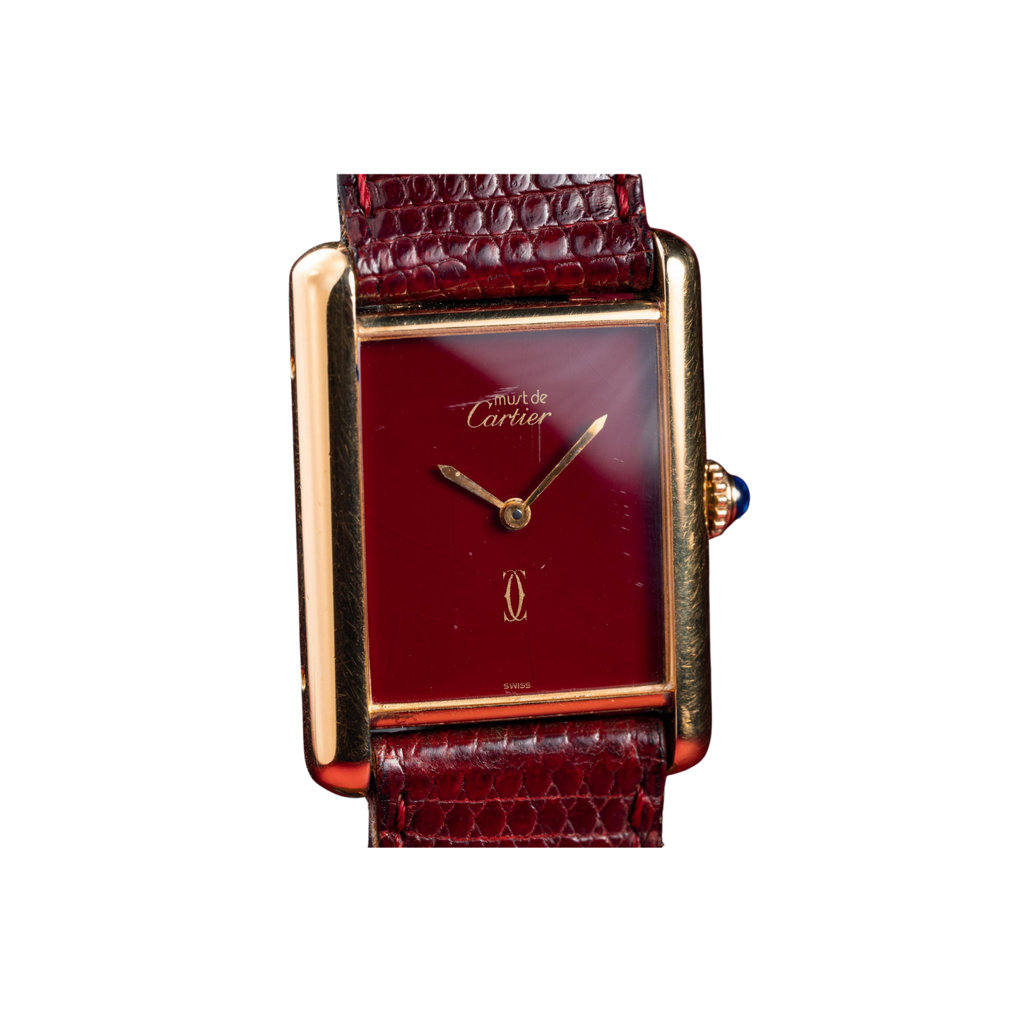 Cartier 18K Burgundy Dial 33mm with Box