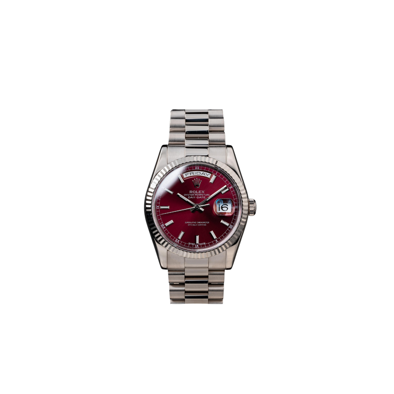 2002 Rolex 18K WG Day-Date Cherry