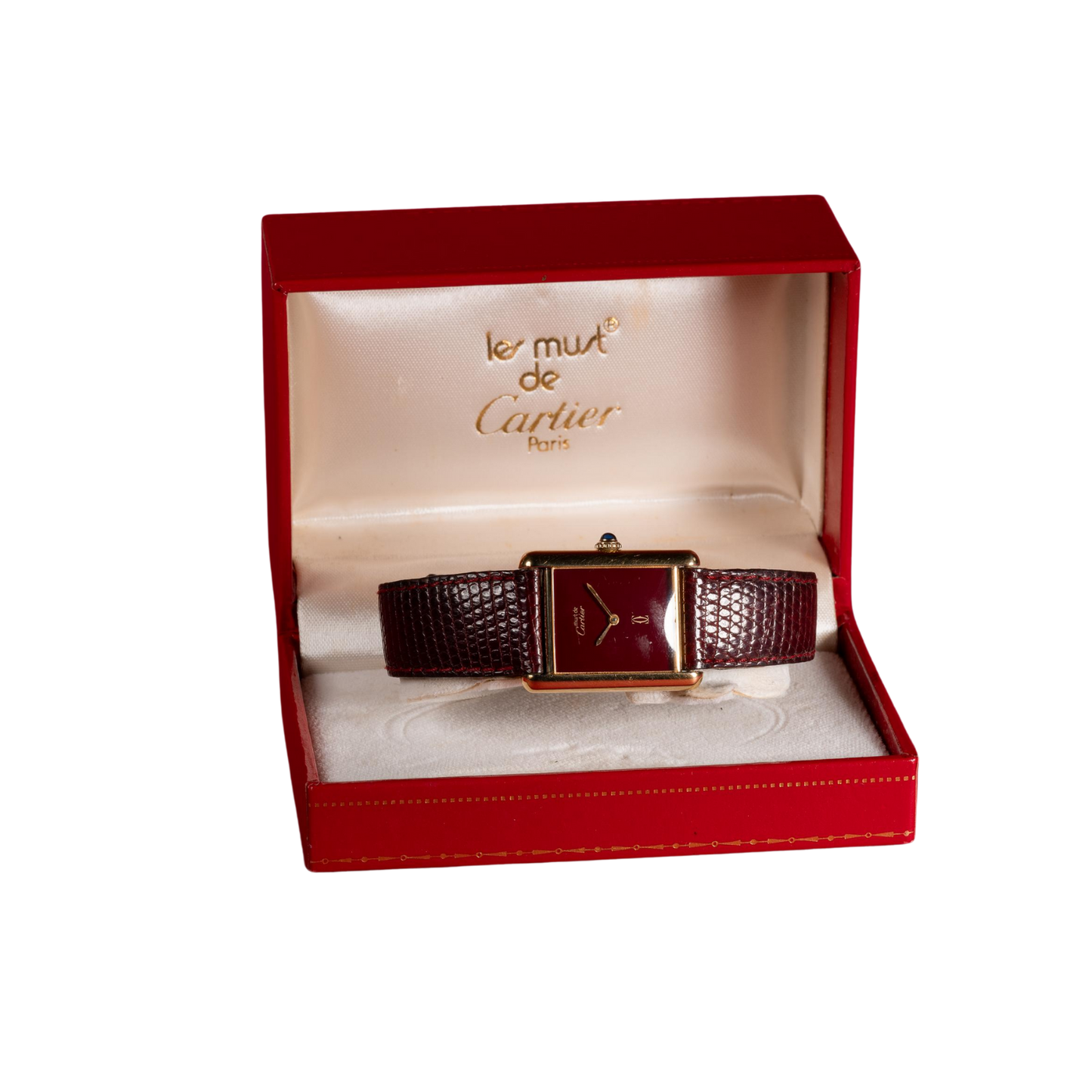 Cartier 18K Burgundy Dial 33mm with Box